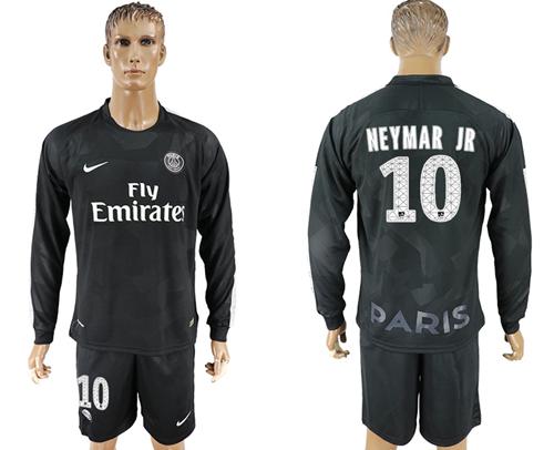 Paris Saint-Germain #10 Neymar Jr Sec Away Long Sleeves Soccer Club Jersey